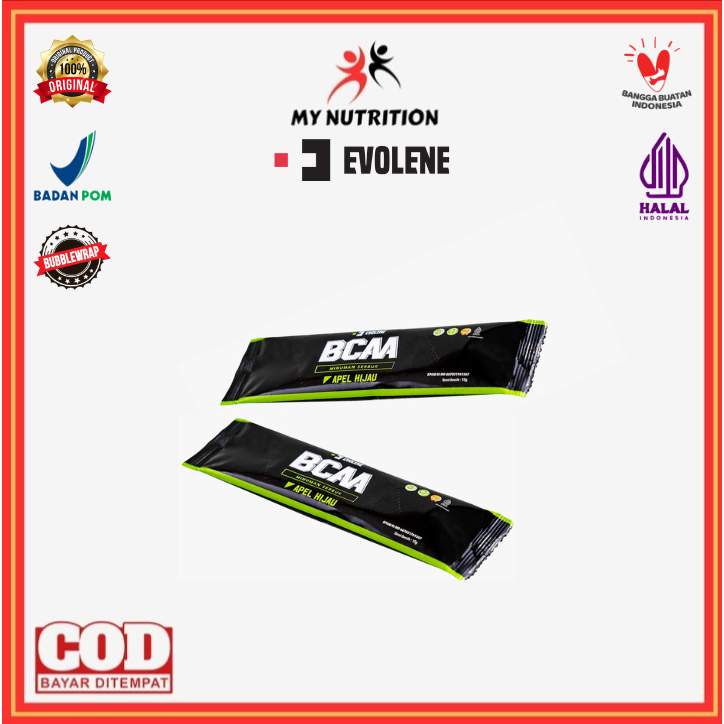 Evolene BCAA Sachet L-Carnitine & Glutamine Suplemen Fitness Gym Branched Chain Amino Acids Muscle R