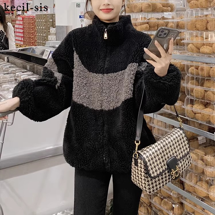 Jaket Bulu Domba Wanita Korea Style Oversize Fashion Wanita