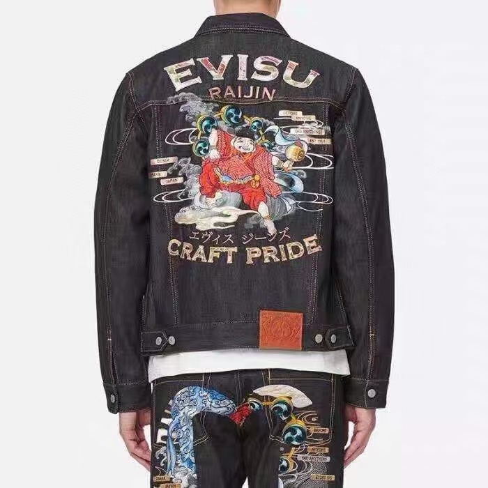 EVISU 2025SS Fall/Winter New Men's Fushen Thor Embroidered Denim Jacket [Same Style as Wang Yibo]