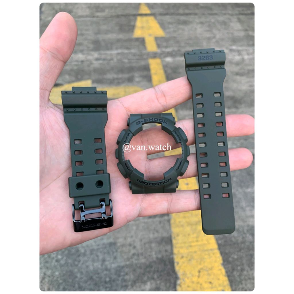 BNB Band Bezel CASIO G-SHOCK GD 100MS-3 ORIGINAL Tulisan Hitam Buckle Hitam