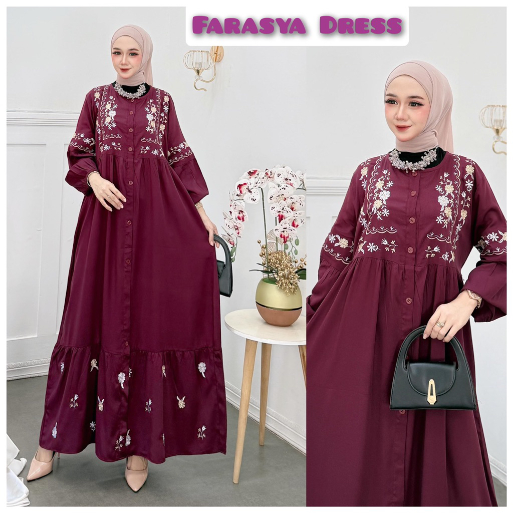 FARASYA DRESS / MIDI DRESS / GAMIS BORDIL PREMIUM RAYON TWILL ORI / Nazara Fashion