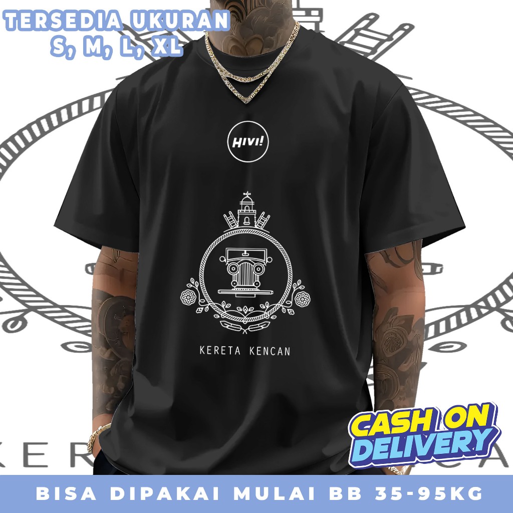 Kaos Oblong Atasan Lengan Pendek Band Trendy Hivi Kereta Kencana Bahan Halus dan Lembut