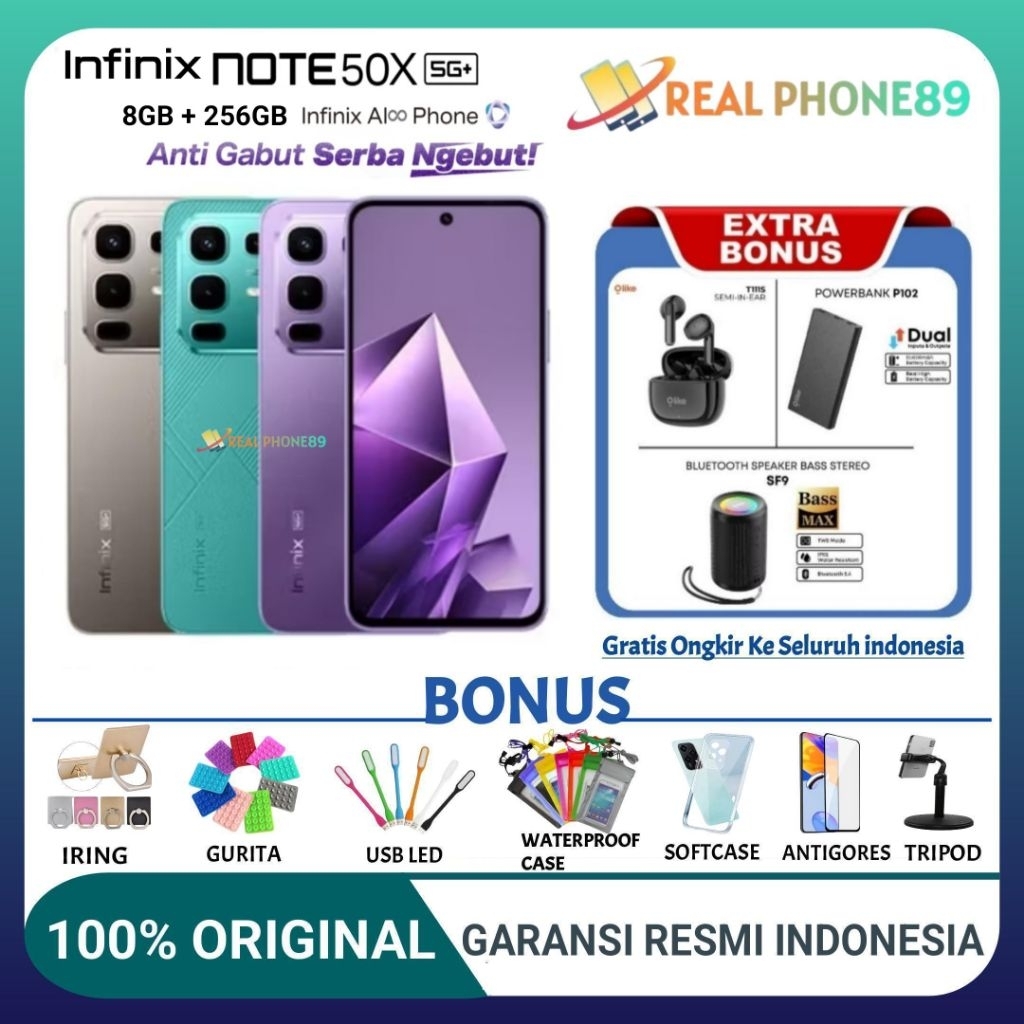Infinix Note 50X 5G Nfc 8GB + 256 GB | Note 50s 5G Nfc 8/256GB Full Segel Garansi Resmi Infinix Indo