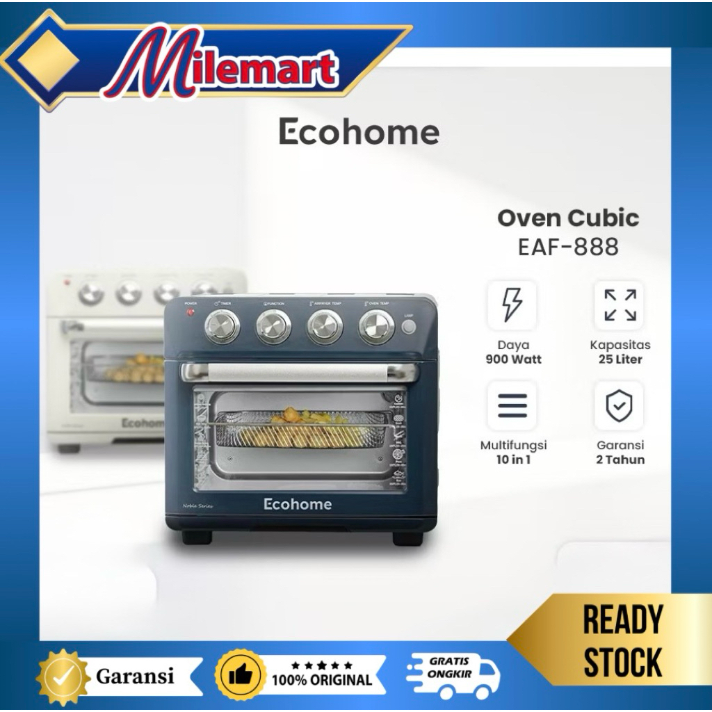ECOHOME Cubic Air Fryer Oven Low Watt EAF-888 Less Oil Original