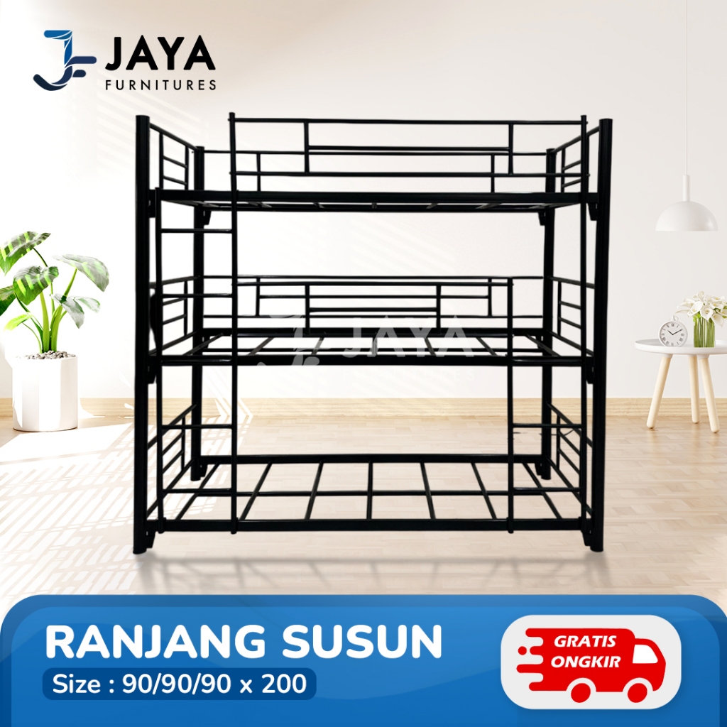 RANJANG SUSUN RANJANG TINGKAT TEMPAT TIDUR 3 SUSUN BUNKBED BESI GARANSI PATAH PENYOK 1 TAHUN