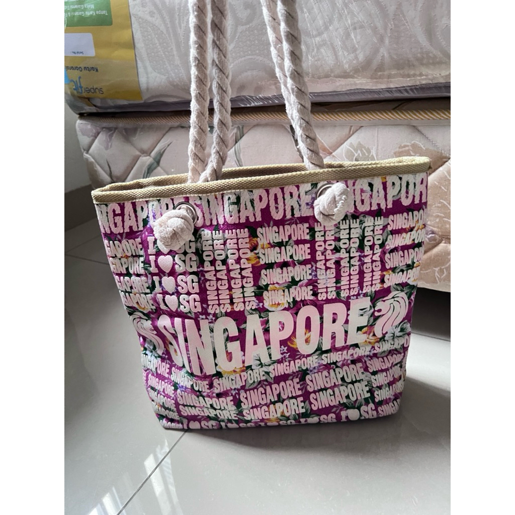 NEW ‼️ ORIGINAL SINGAPORE PINK TOTE BAG / TAS BAHU ORI BELI DI SINGAPORE
