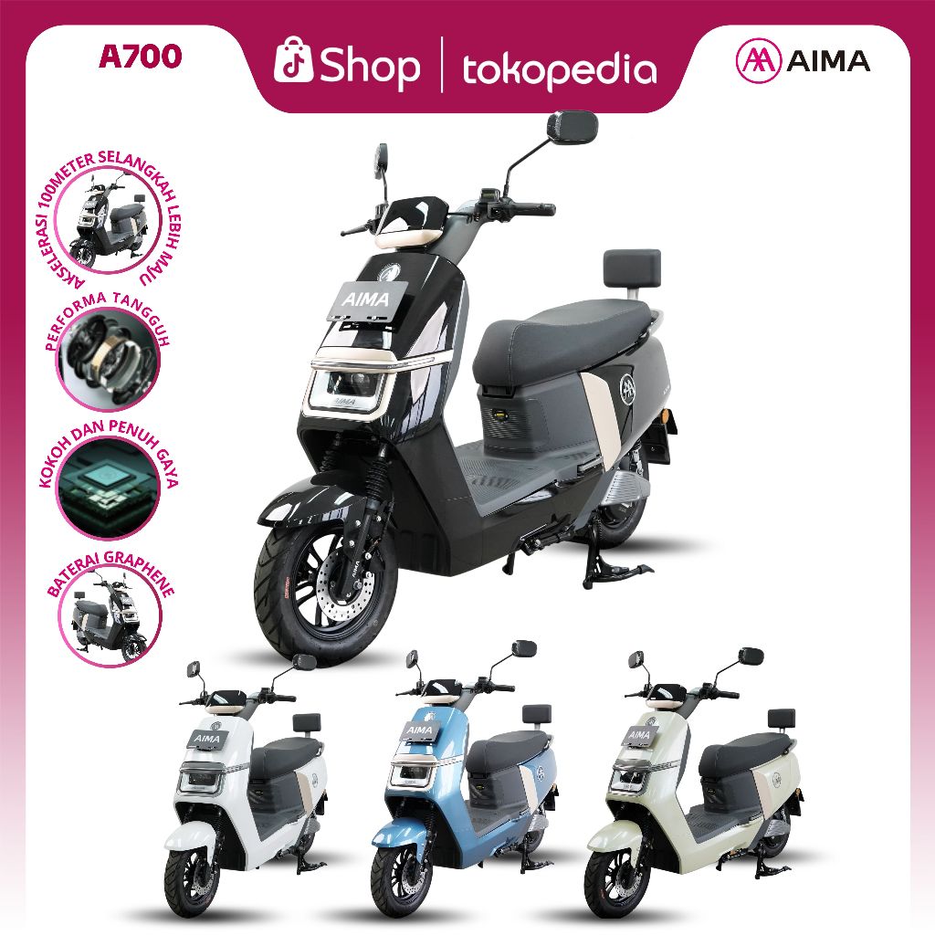 AIMA A700 – Motor Listrik Stylish Modern | Motor Listrik Eco Friendly Hemat Biaya