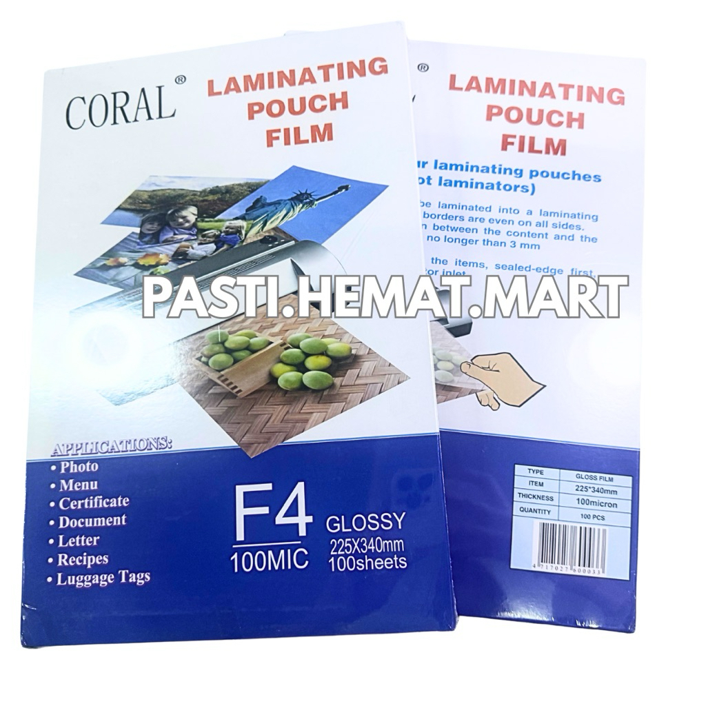 

[HEMAT] 100 LBR Coral Kertas Laminating f4 Glossy Double Sided 100 Mic