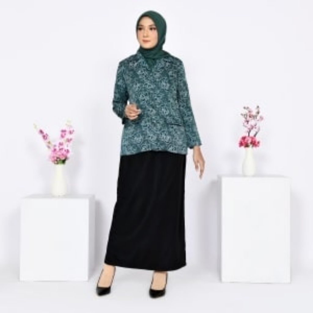 baju wanita pkk nasional hijau tosca furing