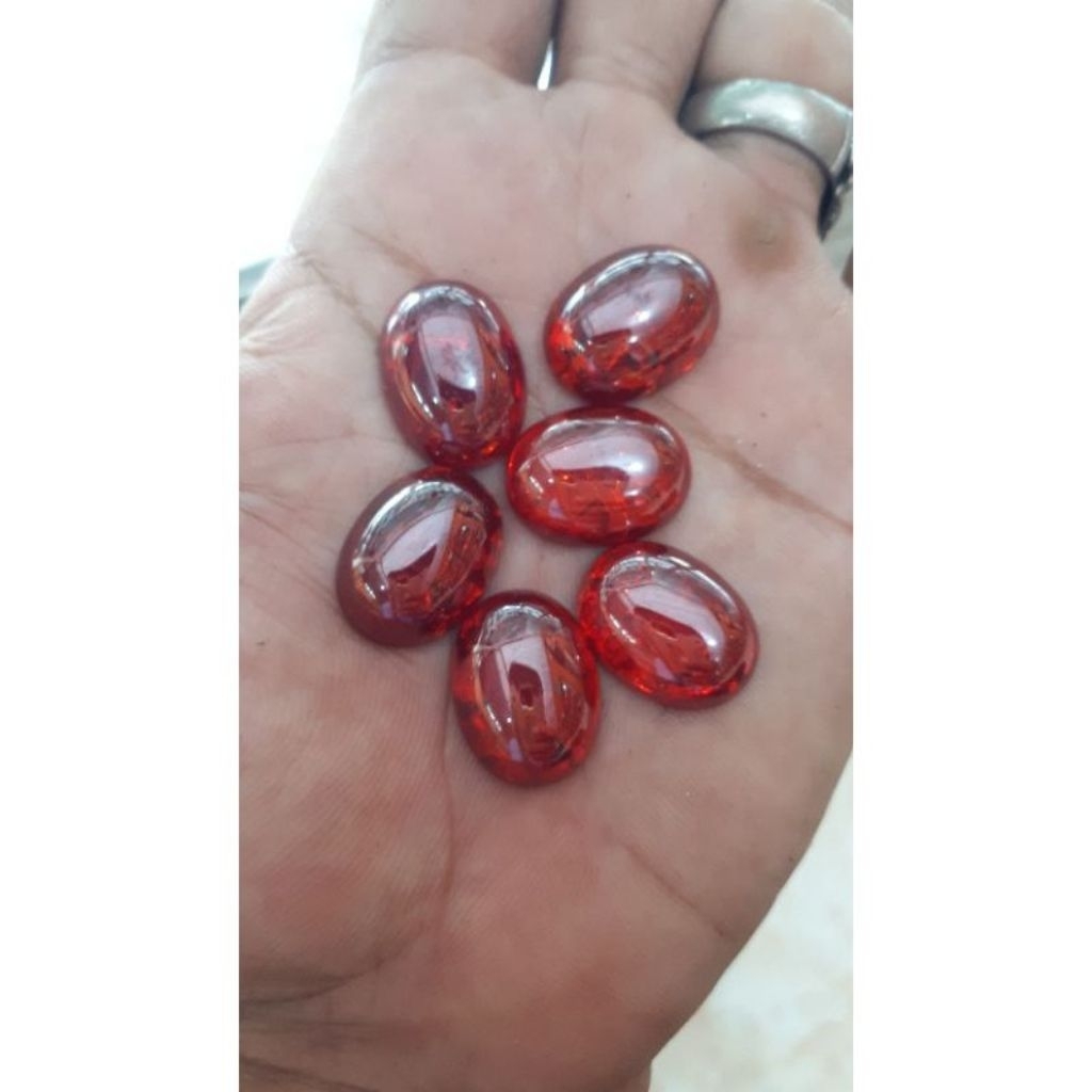 batu akik lepasan merah siam pecah seribu 20 mm