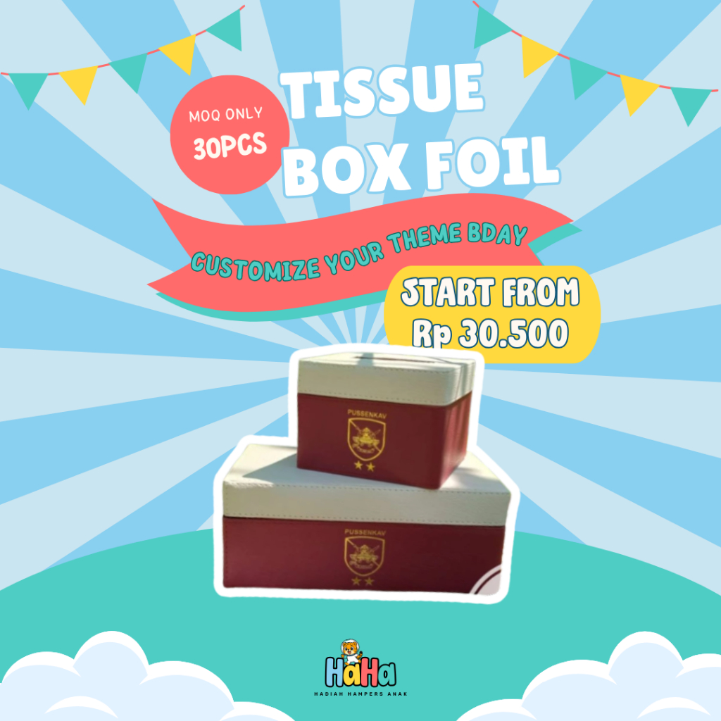 [CUSTOM] Hadiah Ulang Tahun Anak | Custom Hotprint Foil Tissue Box | Mainan Edukatif, Souvenir, Merc