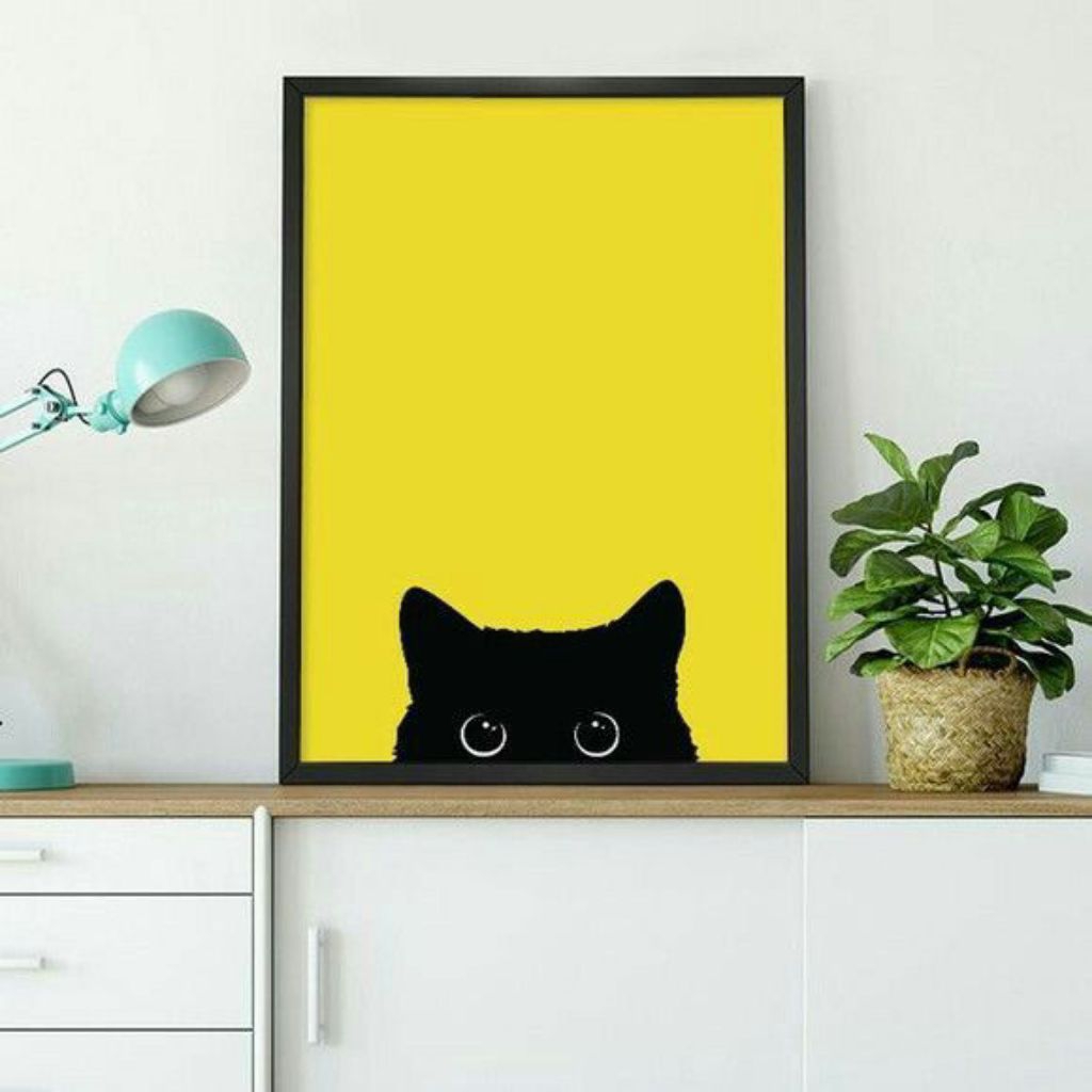 hiasan dinding rumah lukisan kucing lucu