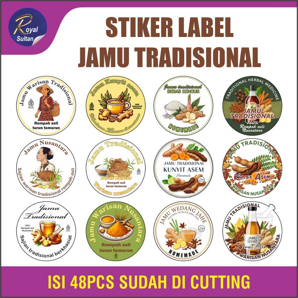 STIKER LABEL MINUMAN | STIKER LABEL MINUMAN JAMU TRADISIONAL | STIKER MINUMAN HERBAL | STIKER A3+