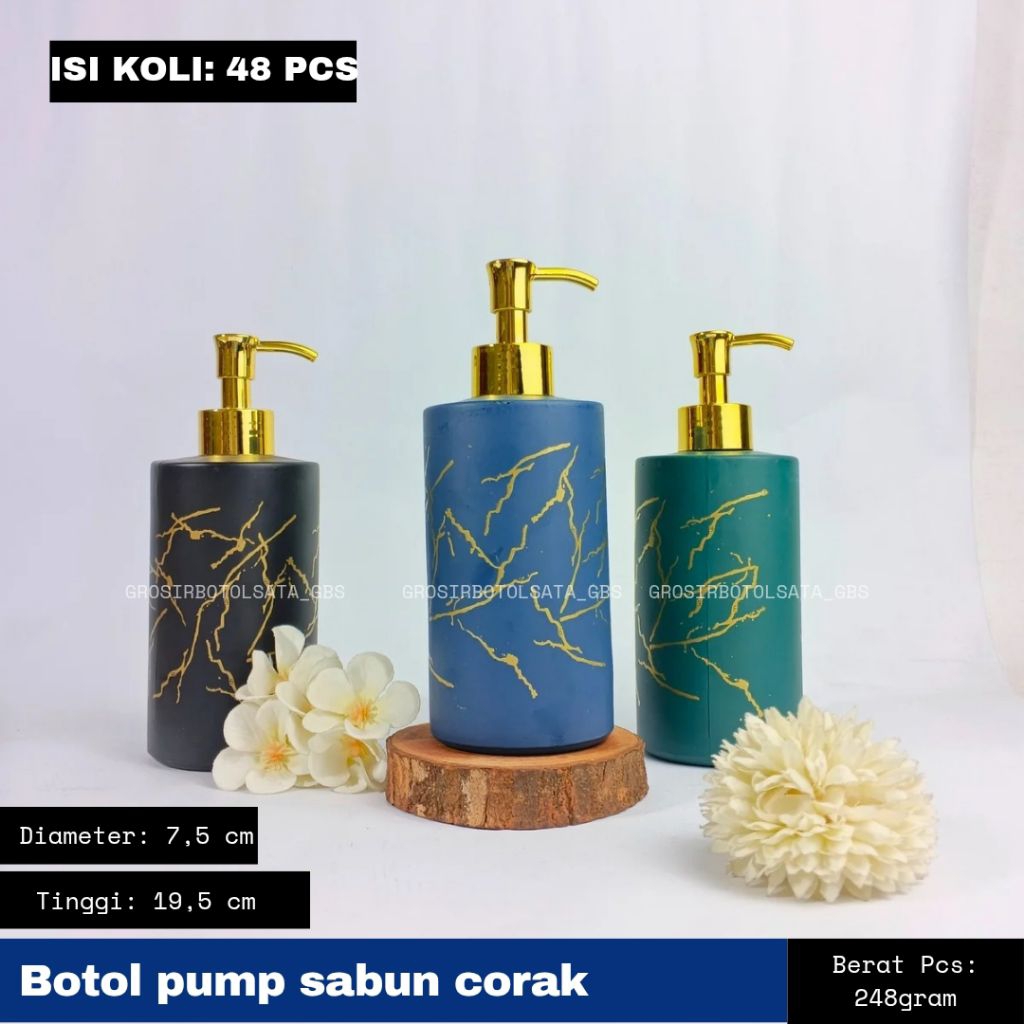 BOTOL PUMP SABUN MARBLE CORAK / BOTOL SABUN / BOTOL MANDI