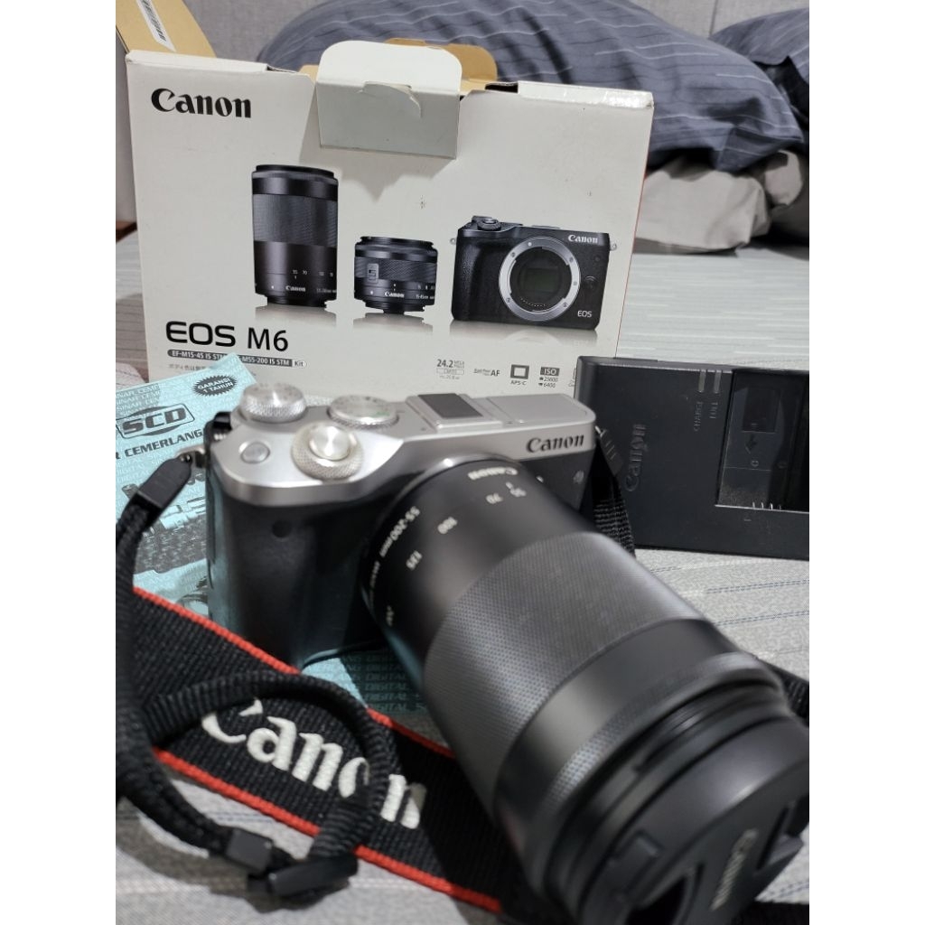 Kamera Mirorrless CANON M6 + Lensa Canon 55-200mm (SECOND)