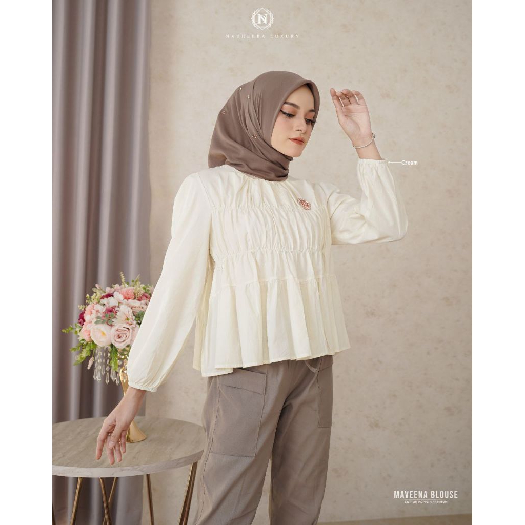 MAVEENA BLOUSE BY NADHEERA LUXURY √ blouse polos √ blouse kerut √ blouse cantik √ blouse nadheera lu