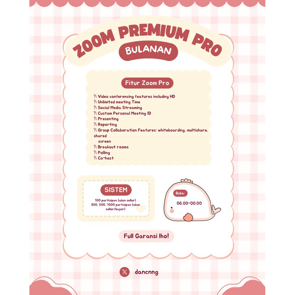 [1 BULAN] ZOOM PRO PREMIUM 1 BULAN | BULANAN | MURAH | 100-1000 PARTISIPAN