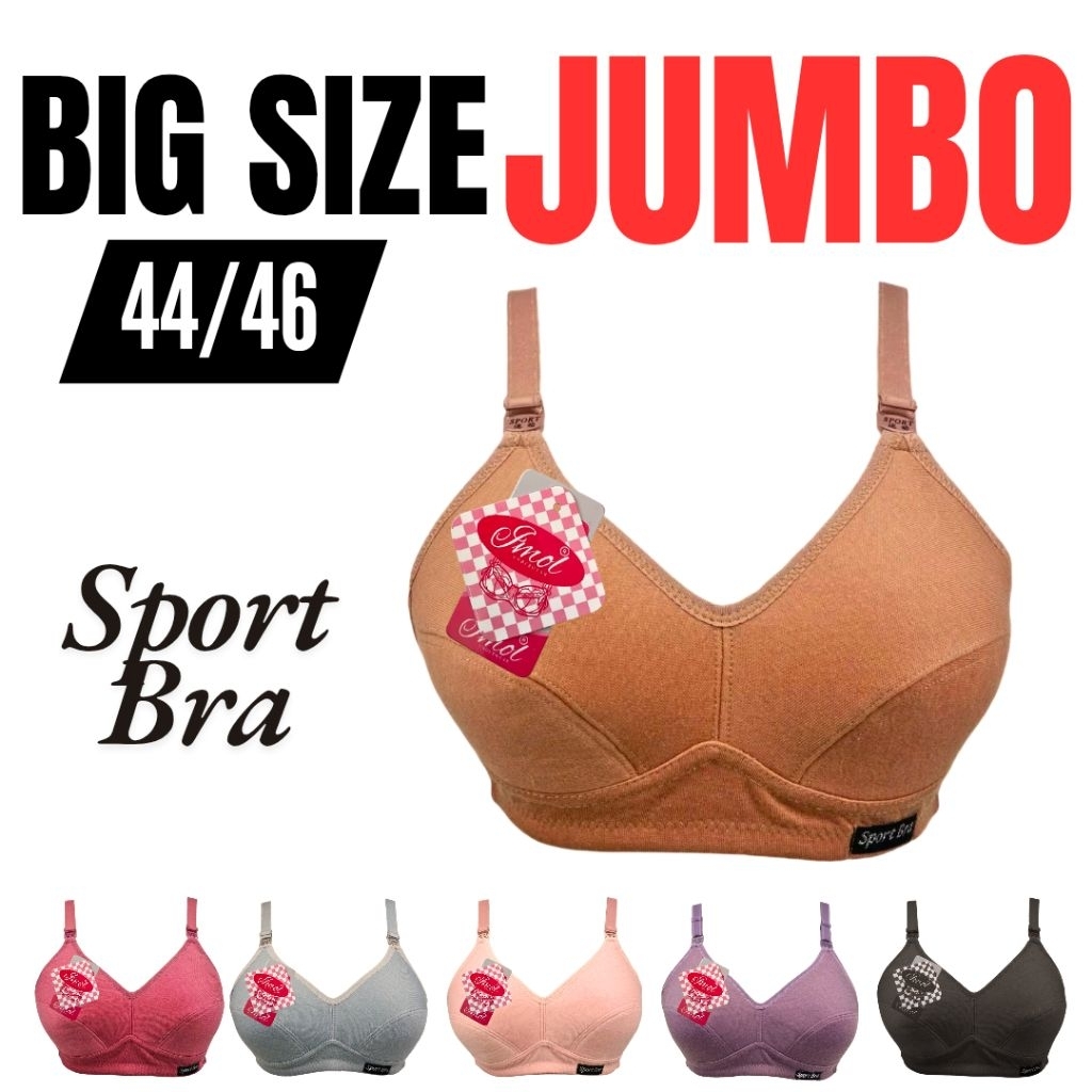 GROSIR BH DEWASA TANPA BUSA SPORT BRA POLOS JUMBO KAIT 3 SIZE 44 - 46 / BH WANITA BIG SIZE TANPA KAW