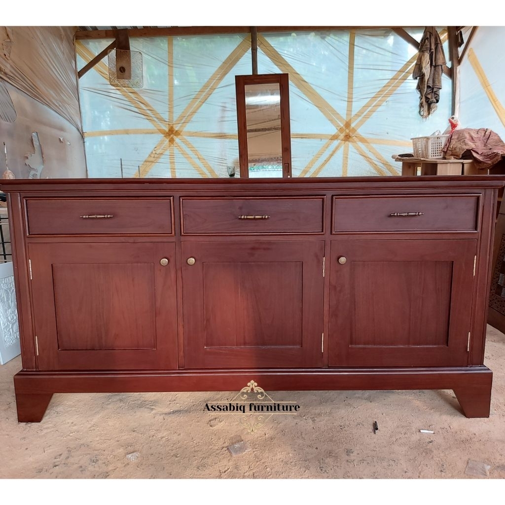 Bufet tv minimalis kayu jati mebel jepara - bufet tv kayu jati retro vintage furniture mebel jepara 