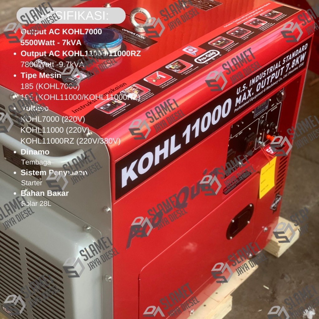 Genset Silent Solar Pro-Quip USA KOHL7000 / KOHL11000/ KOHL11000RZ - 5500/7800 Watt