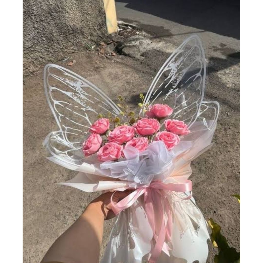 

Kertas buket kupukupu, cellophane kupukupu per set (isi 4), Florist kupukupu