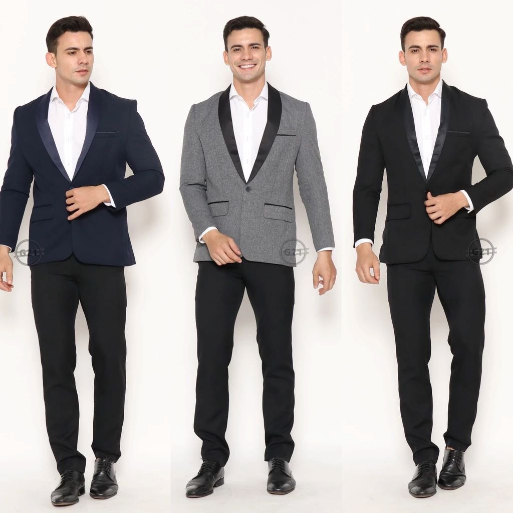 Jas Pria Slim Fit Formal Hitam Tuxedo Kancing Satu  High Quality Baju Jas Pengantin Nikah Pria