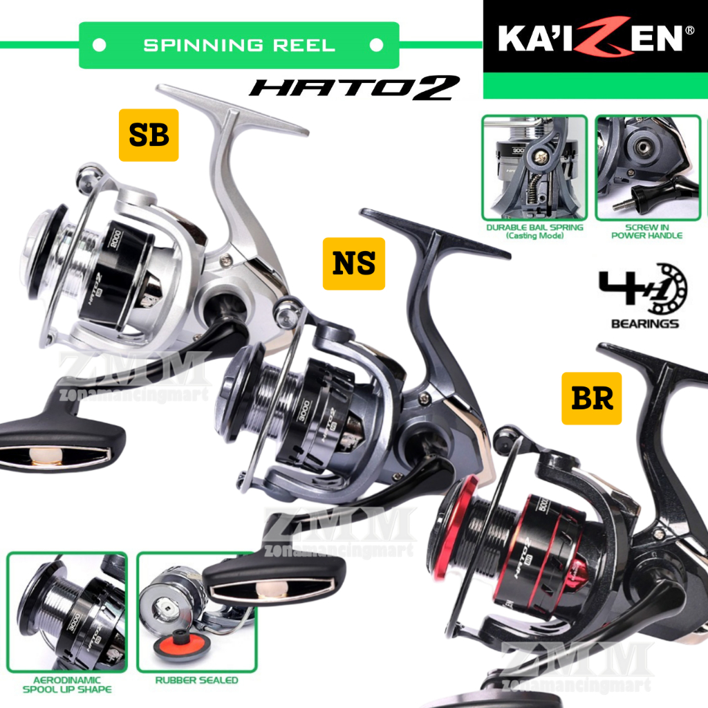 Reel KAIZEN HATO2 1000 - 8000 | Power Handle | Spinning | Reel Kolam dan Laut | Reel Pancing Murah B