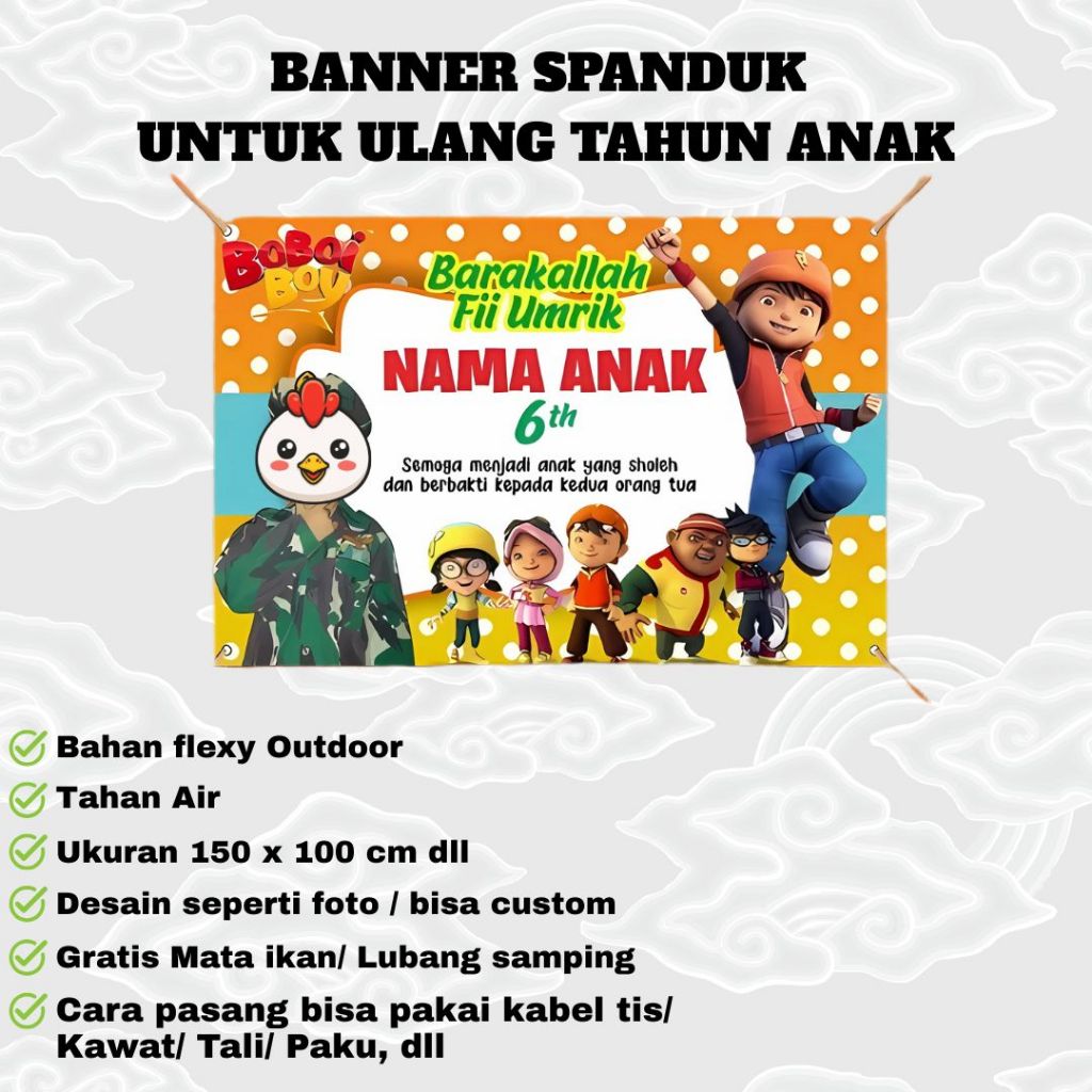 BENNER/MMT SEPANDUK ULANG TAHUN ANAK BAHAN FLEXY OUTDOOR ECOGREEN