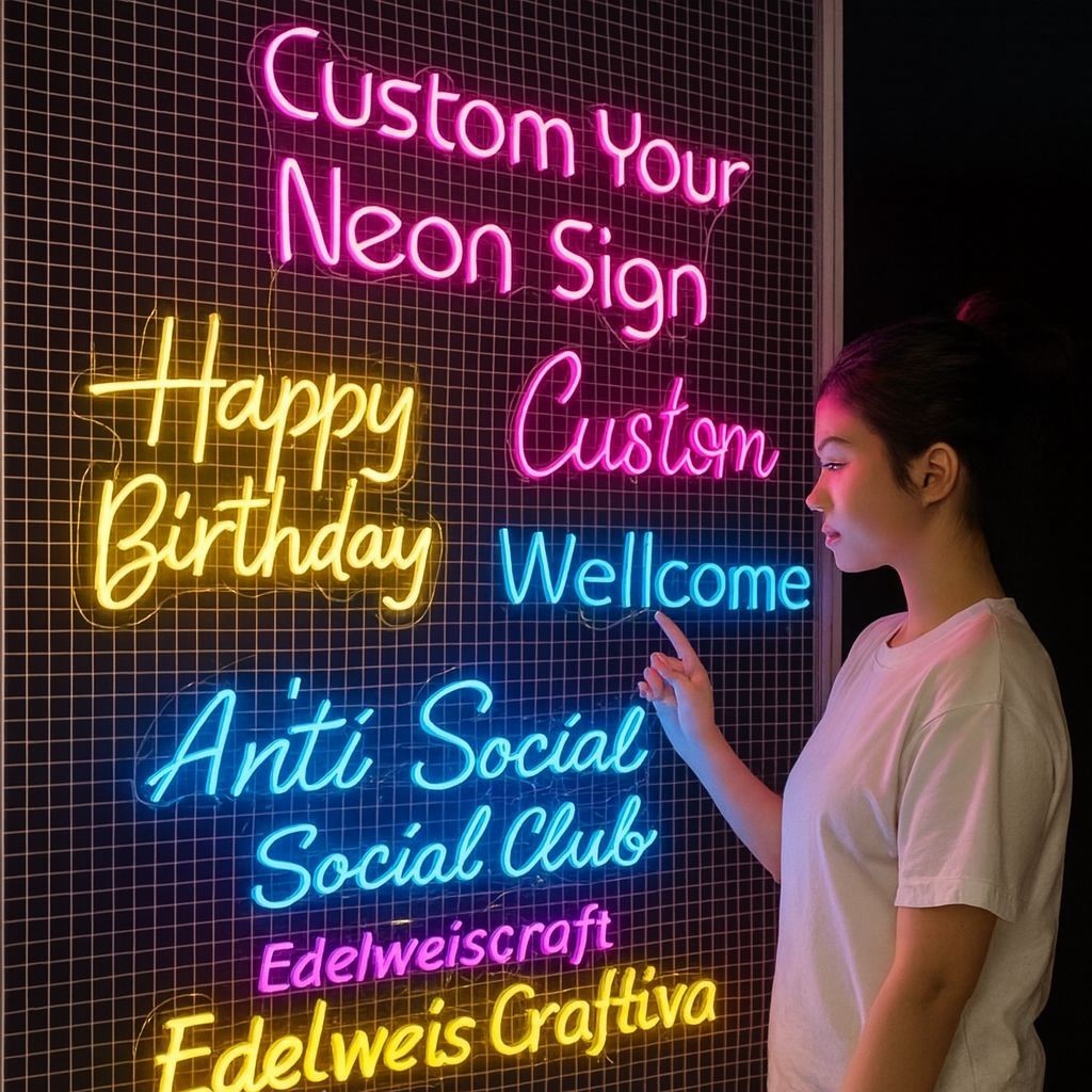 CRAFTIVA Custom Lampu Nama Neon Flex – Neon Sign Akrilik Aesthetic | Lampu Hias Kamar & Dekorasi Caf