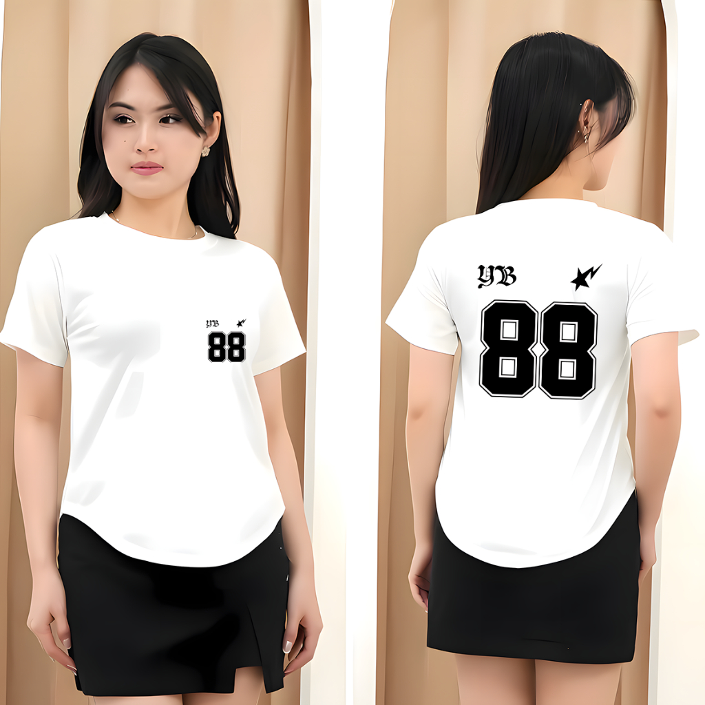 Kaos Oval Abg Perempuan Angka/Kaos Slim Fit Wanita O neck Angka