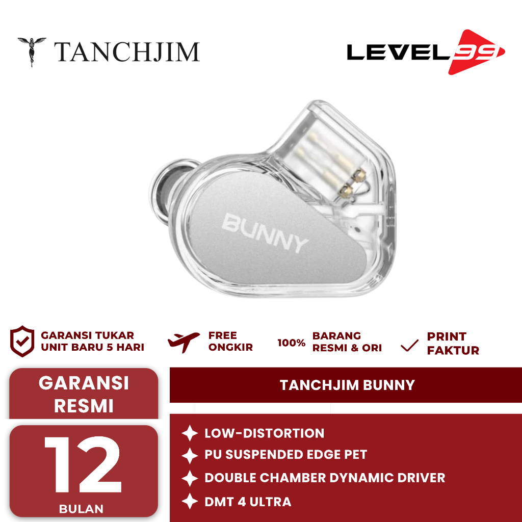TANCHJIM BUNNY DMT4 ULTRA DYNAMIC DRIVER EARPHONE IN EAR MONITOR WITH MICROPHONE