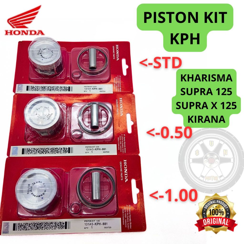 PISTON KIT KPH ORI 100% AHM KHARISMA , SUPRA 125 , SUPRA X 125 , KIRANA ASLI ORIGINAL PRESISI CYLIND