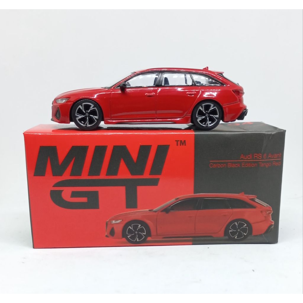 minigt mini gt audi rs6 rs 6 avant 196 carbon black edition tango red diecast 1/64 (t)