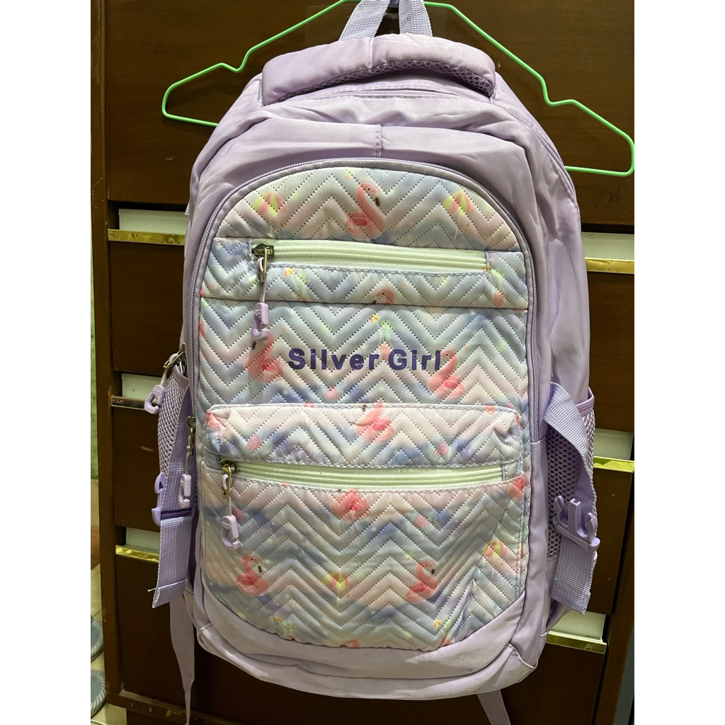 tas silver gril warna ungu preloved baru sekali di pakai