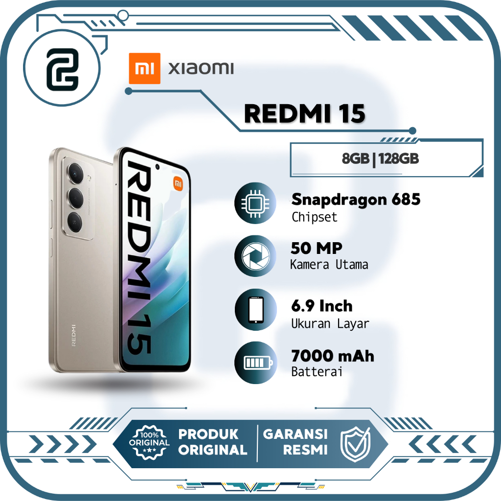 Xiaomi Redmi 15 6GB/128GB | 8GB/256GB | Snapdragon 685 | 7000mAh | Hp Gaming Murah Garansi Resm