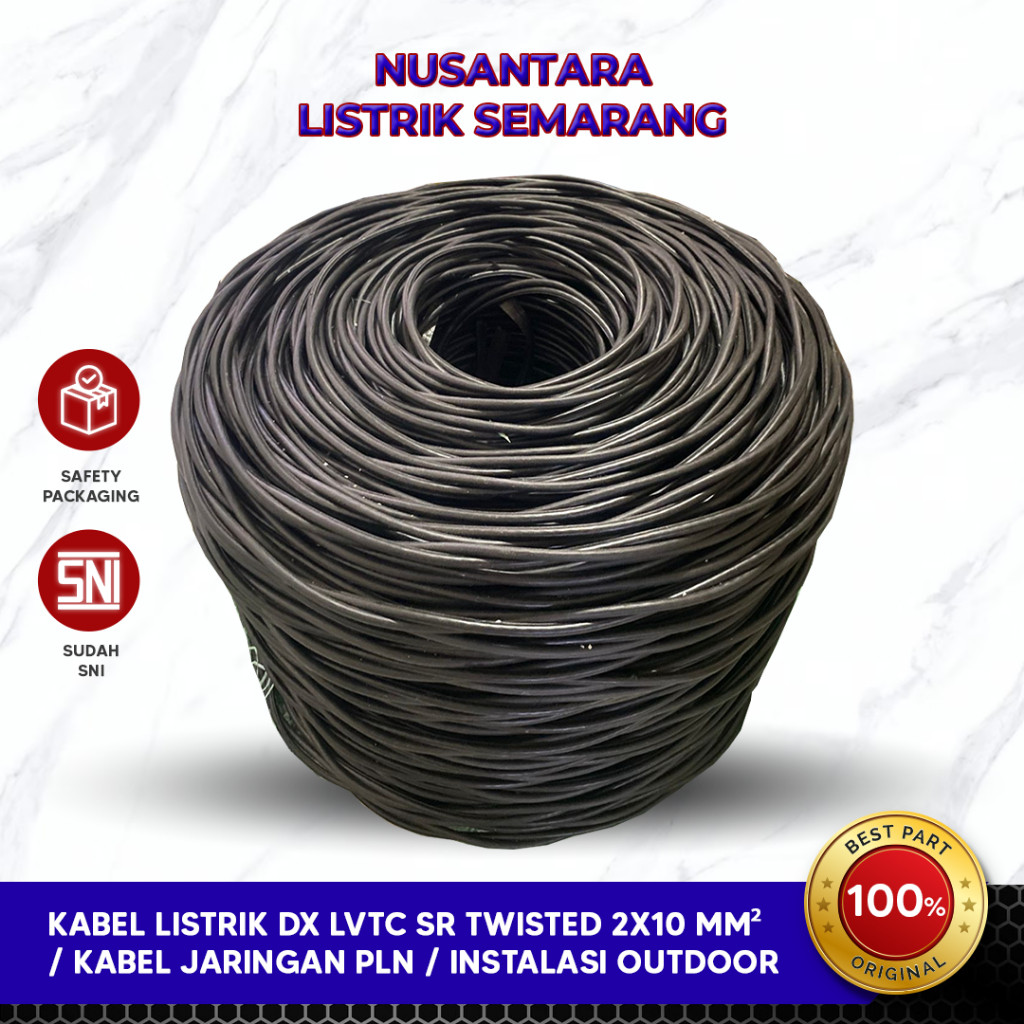 Kabel SR 2x10 mm² DX LVTC EXTRANA – Kabel Jaringan PLN / Instalasi Outdoor – Original SNI