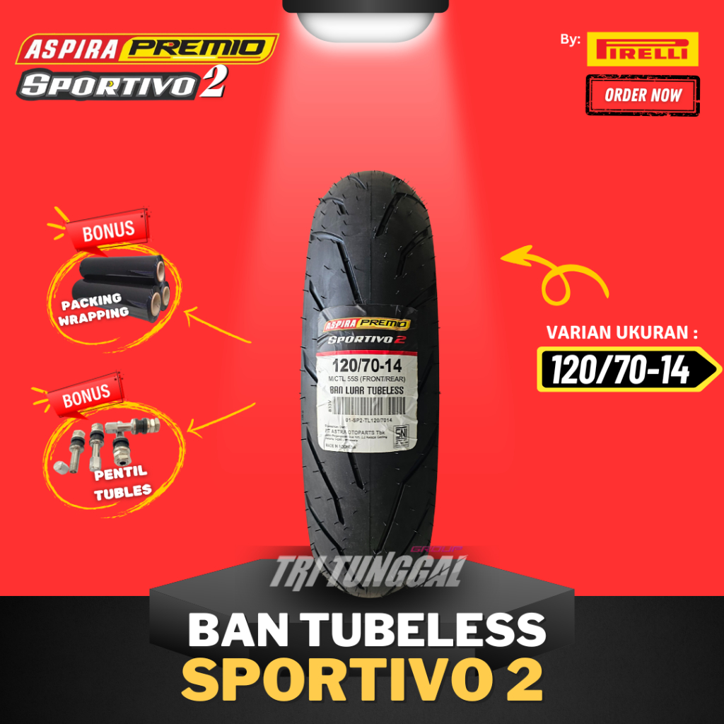 [READY COD] BAN ASPIRA PREMIO SPORTIVO 2 ( 120/70-14 ) TUBELESS MEDIUM SOFT COMPOUND RING 14 / BAN M