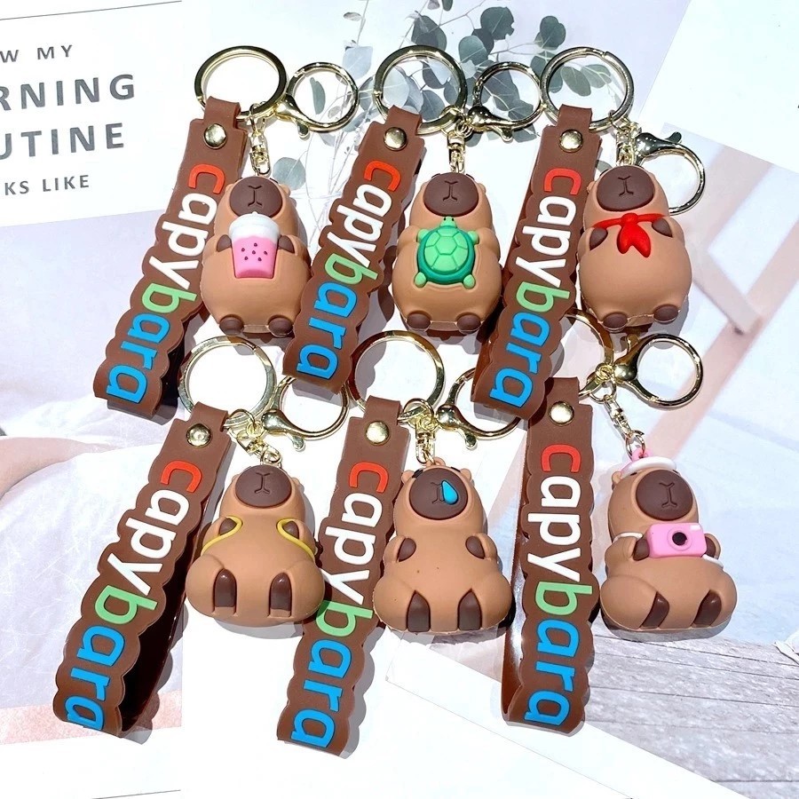 (ISI 4PCS) Gantungan Kunci Keychain Capybara/ Ganci Tas Sekolah Capybara - CL SHOPPING