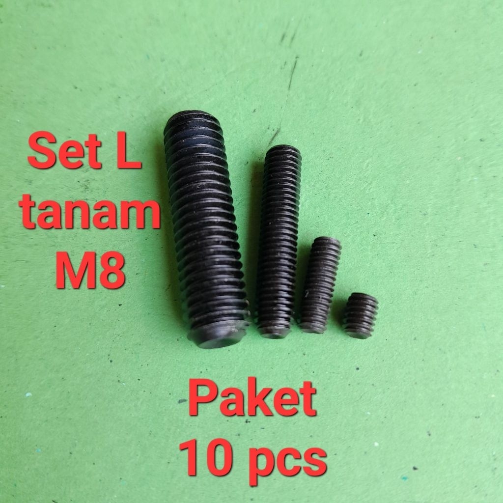 Baut set L tanam baja M8 (paket 10 pcs) | baut soket L tanam baja M8 | baut kunci L tanam baja M8x35