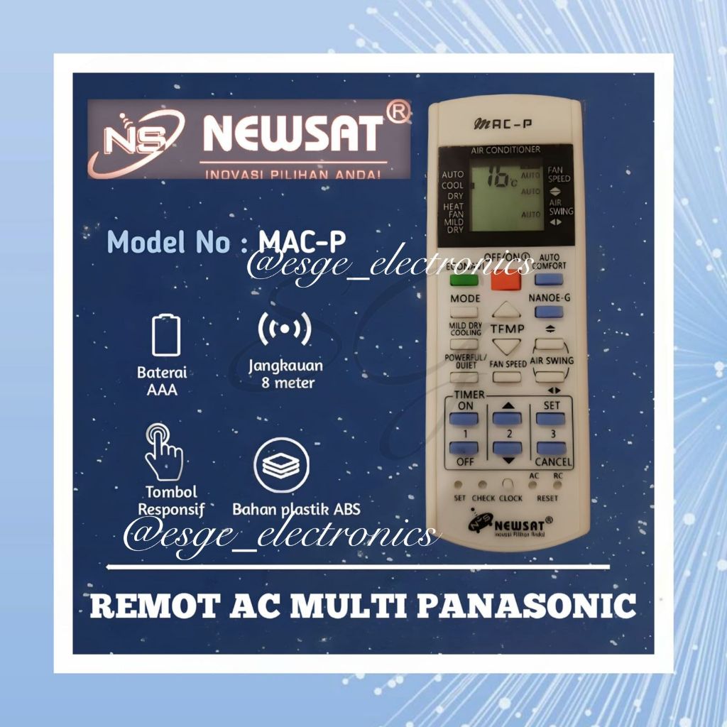 ORIGINAL REMOTE AC PANASONIC NEWSAT SEGALA TIPE REMOT AC PANASONIC RIMOT AC PANASONIC REMOT AC