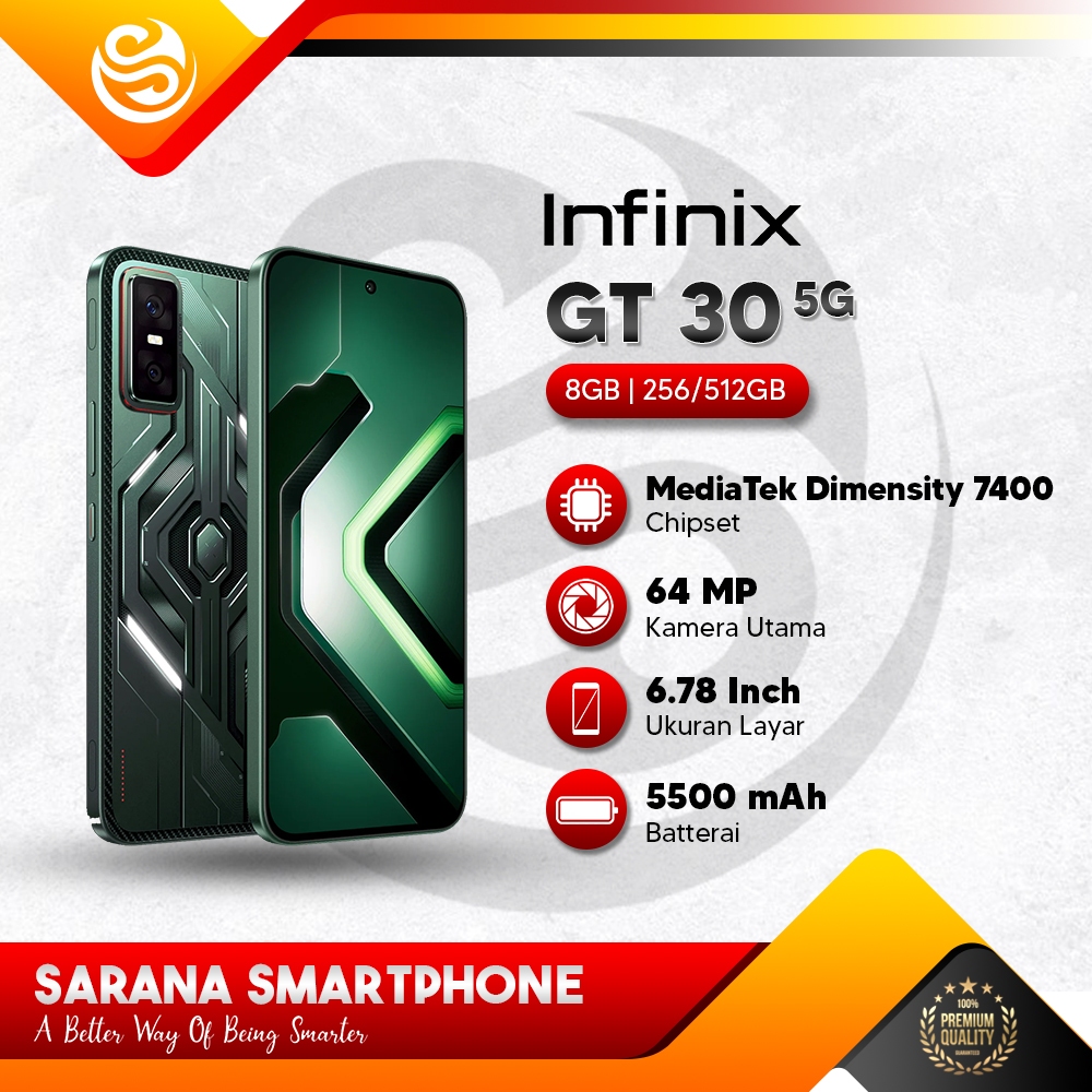 Infinix GT 30 5G (8/256GB) Sony 64MP | Dimensity 7400 | Amoled144Hz | Hp Gaming Garansi Resmi