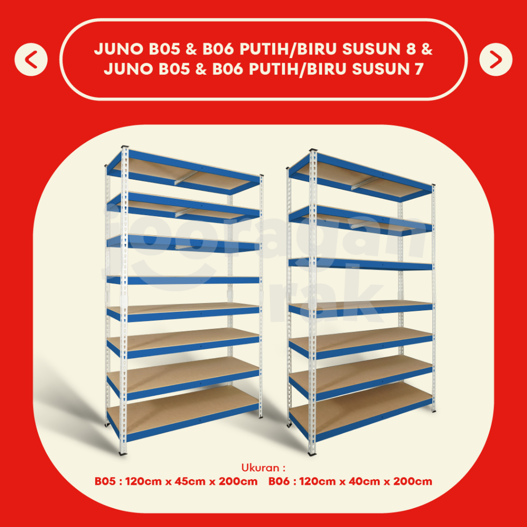 KRISBOW RAK BESI GUDANG SIKU LUBANG SERBAGUNA TIDAK PERLU BAUT HEAVY DUTY | PUTIH - BIRU