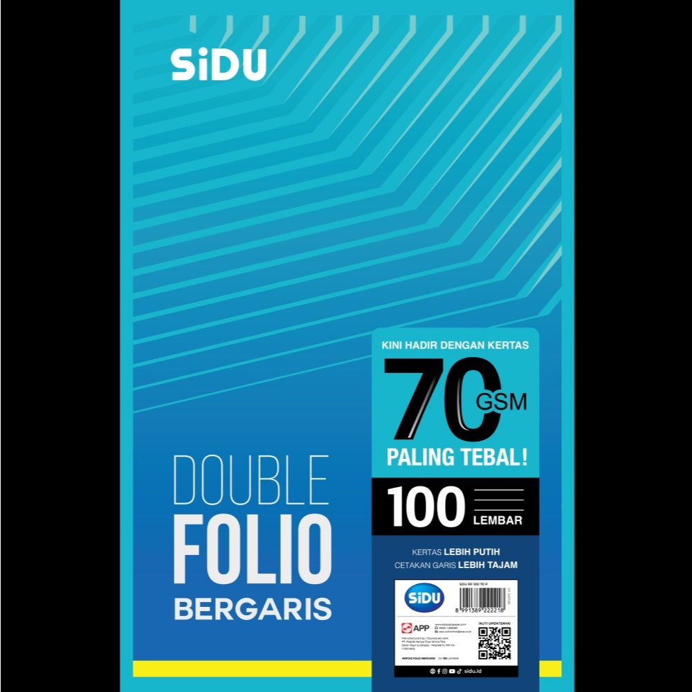 

SIDU Double Folio Bergaris 70 GSM Paling Tebal! ( 1 Pack = isi 100 Lembar )