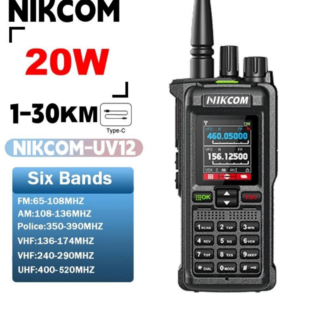 HT NIKCOM UV12  Walkie Talkie Jarak Jauh 30KM IP67 Tahan air dan kedap debu Transceiver Dual Band du