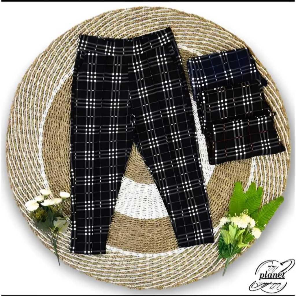 CELANA PANJANG DOTI WANITA CELANA KOTAK KOTAK CEWE BIG SIZE TARTAN PANTS SCUBA BB 30-120 KG