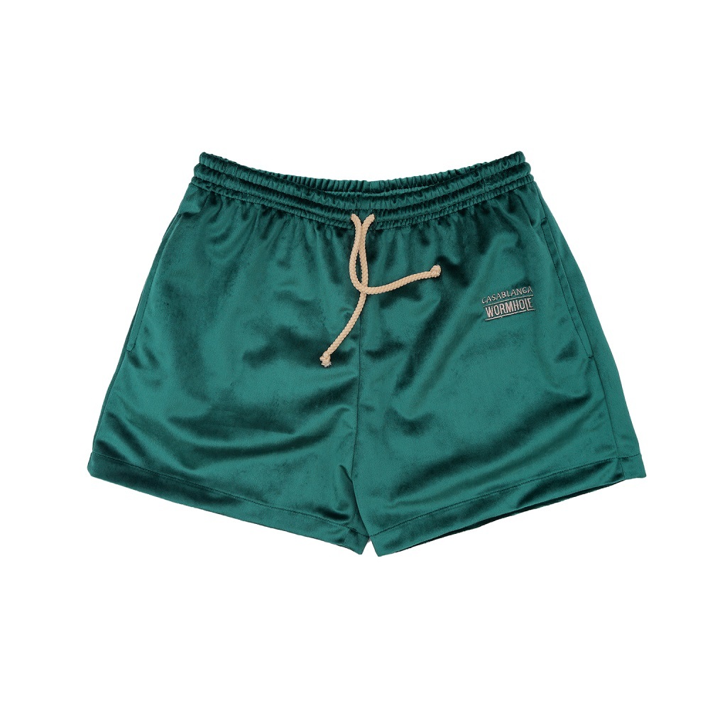 Wormhole X Casablanca Celana Pendek Comtesse Tech Padel Short Pants Velvet Emerald Green Women