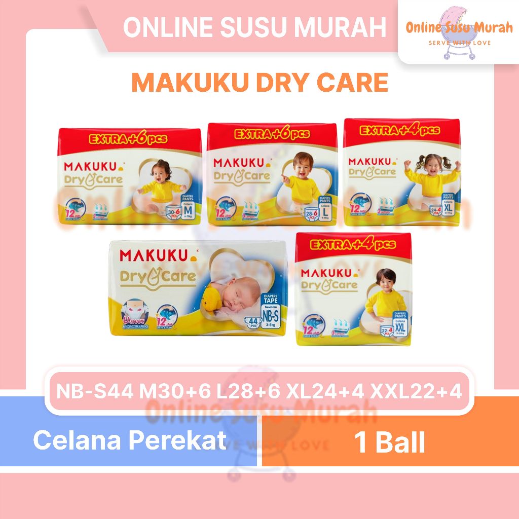 MAKUKU DRYCARE TAPE NB-S 38 NB-S 44 PANTS M 30 +6 L 28 +6 XL 24 +4 XXL 22 +4 DRY CARE POPOK SAP PPKS