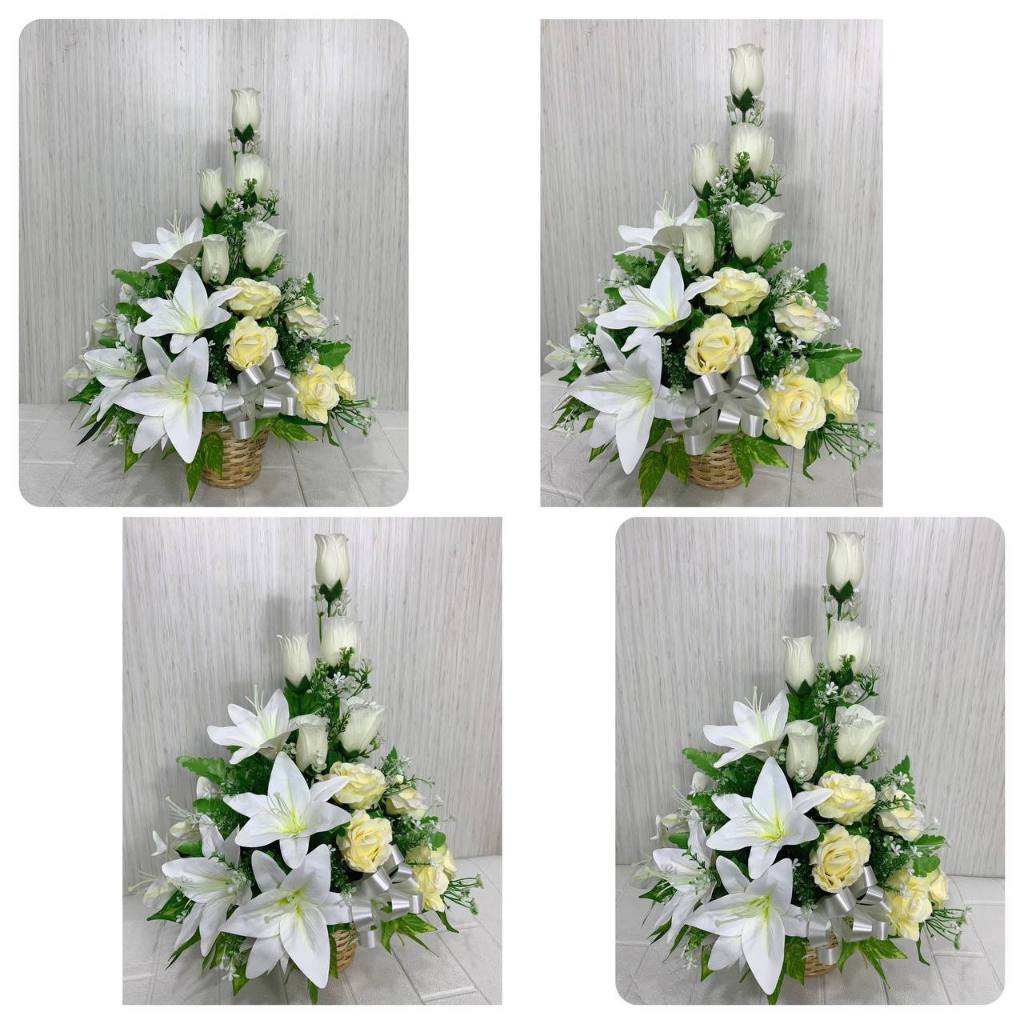 Bunga Meja Sudut Lily Latex Kuncup Vas Bunga Rotan