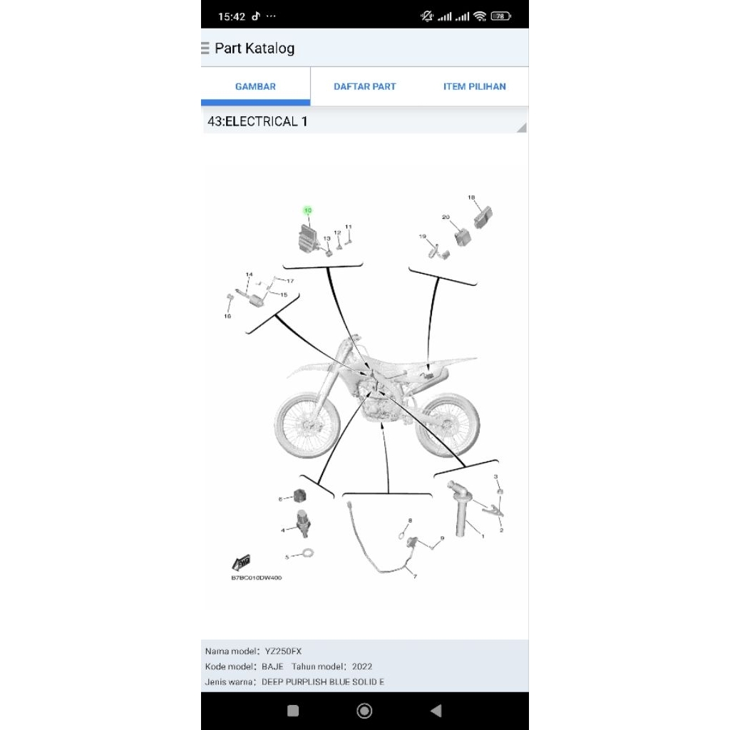 CDI/ECU YAMAHA YZ250FX 2021-2024 ASLI ORIGINAL YGP/ BAJ-8591A-40