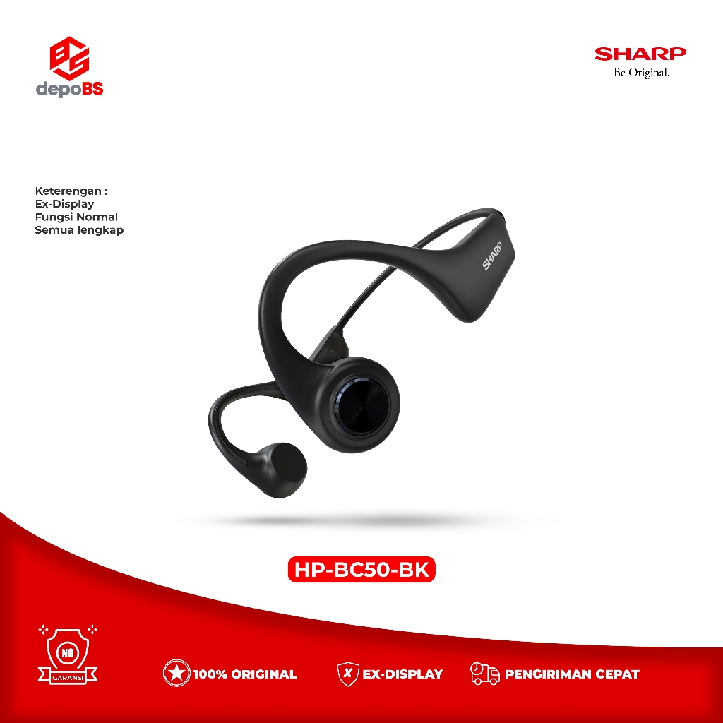 [EX-DISPLAY] Wireless Bone Conduction Headphones Sharp HP-BC50-BK